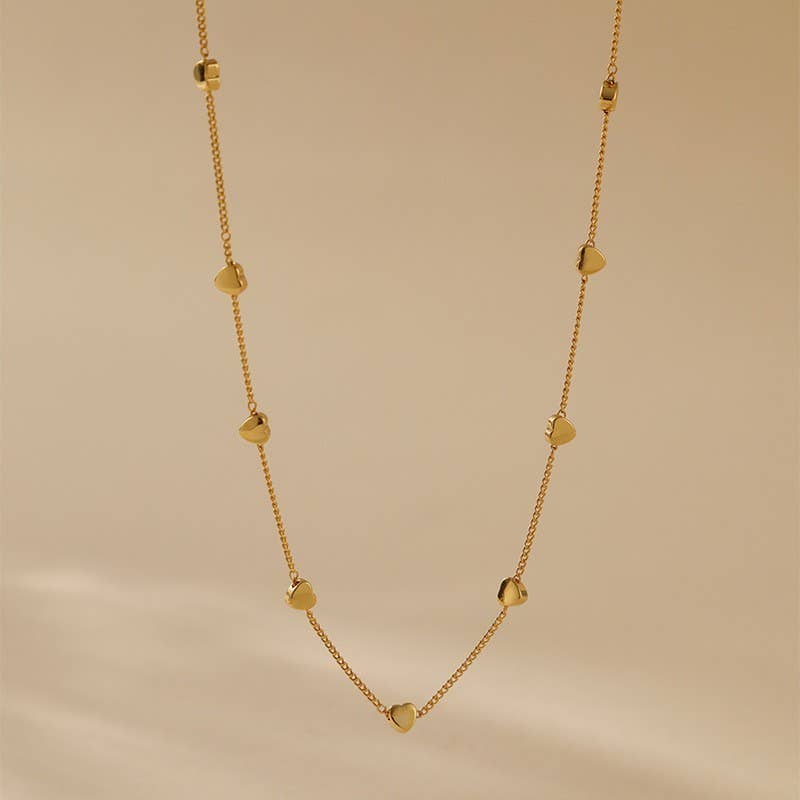 Mini Heart Charm Necklace | 18K Gold Dipped Stainless Steel