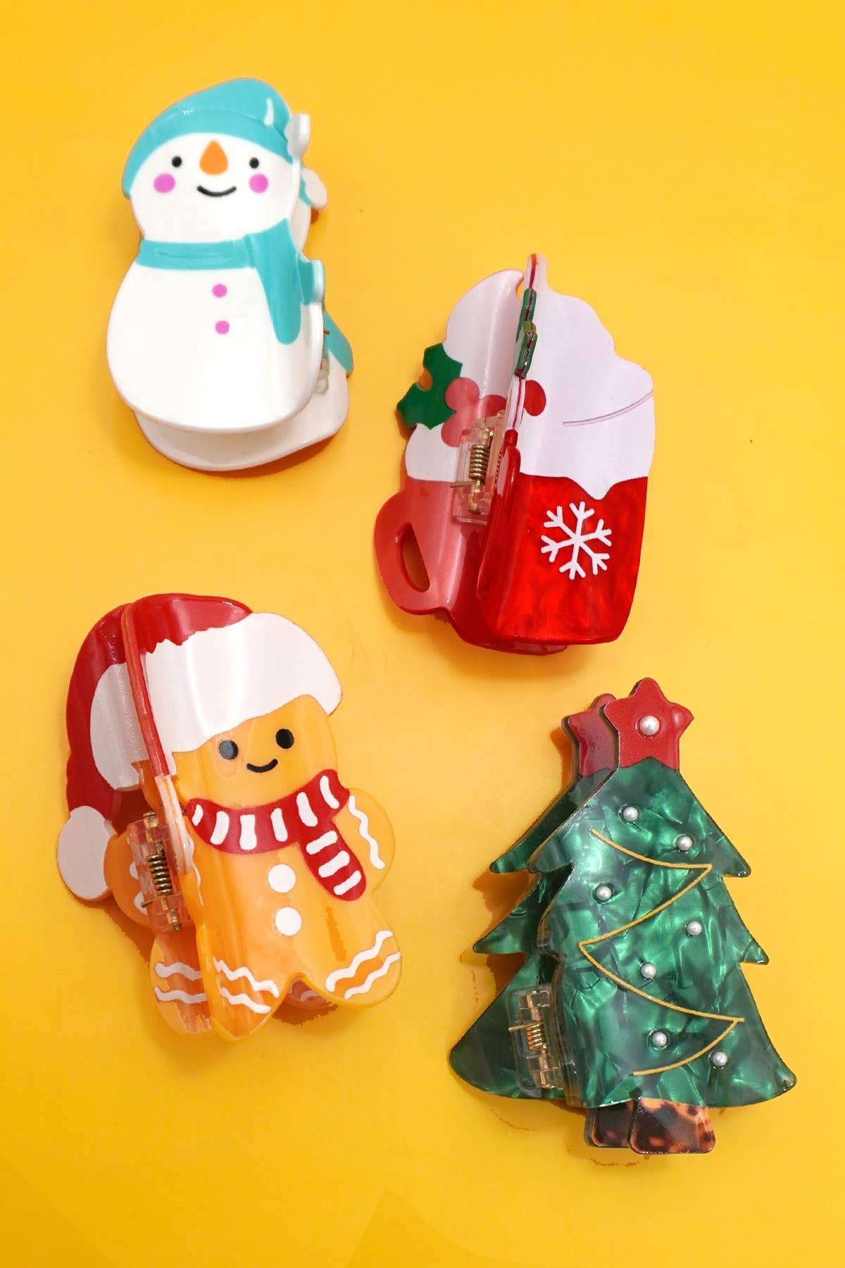 CHRISTMAS TREE SANTA SNOWMAN HAIR CLAW CLIPS | 40H939: BOW
