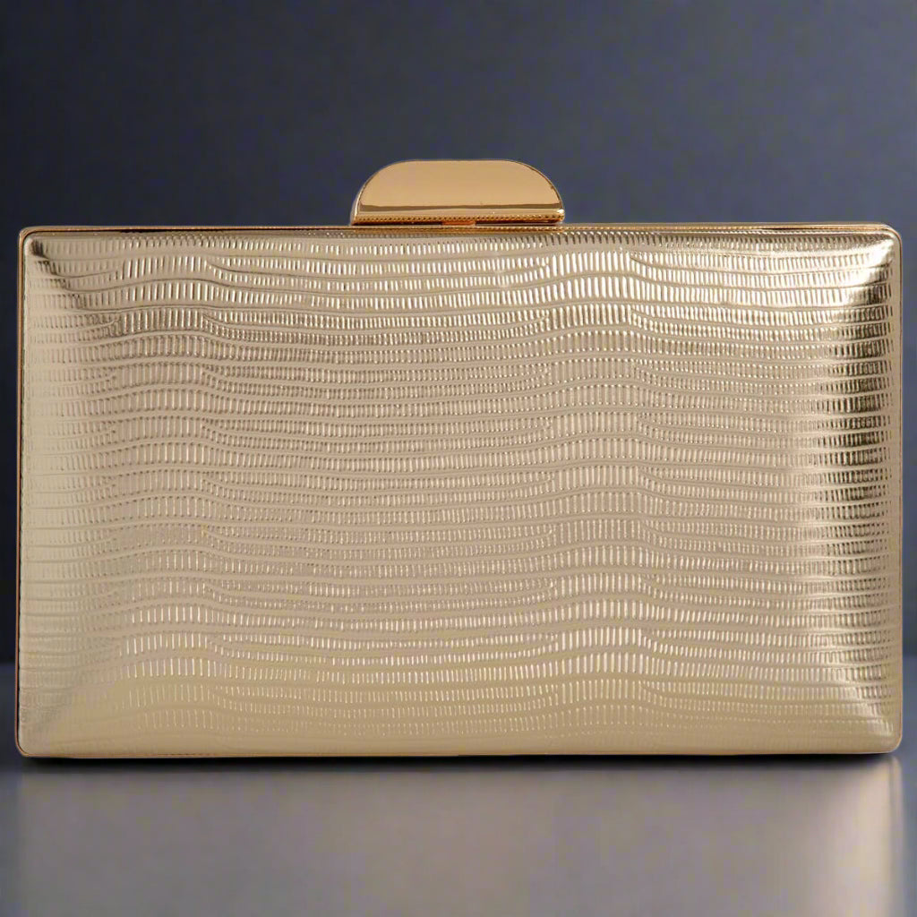 Marigold | Gold Evening Clutch with Crossbody Chain