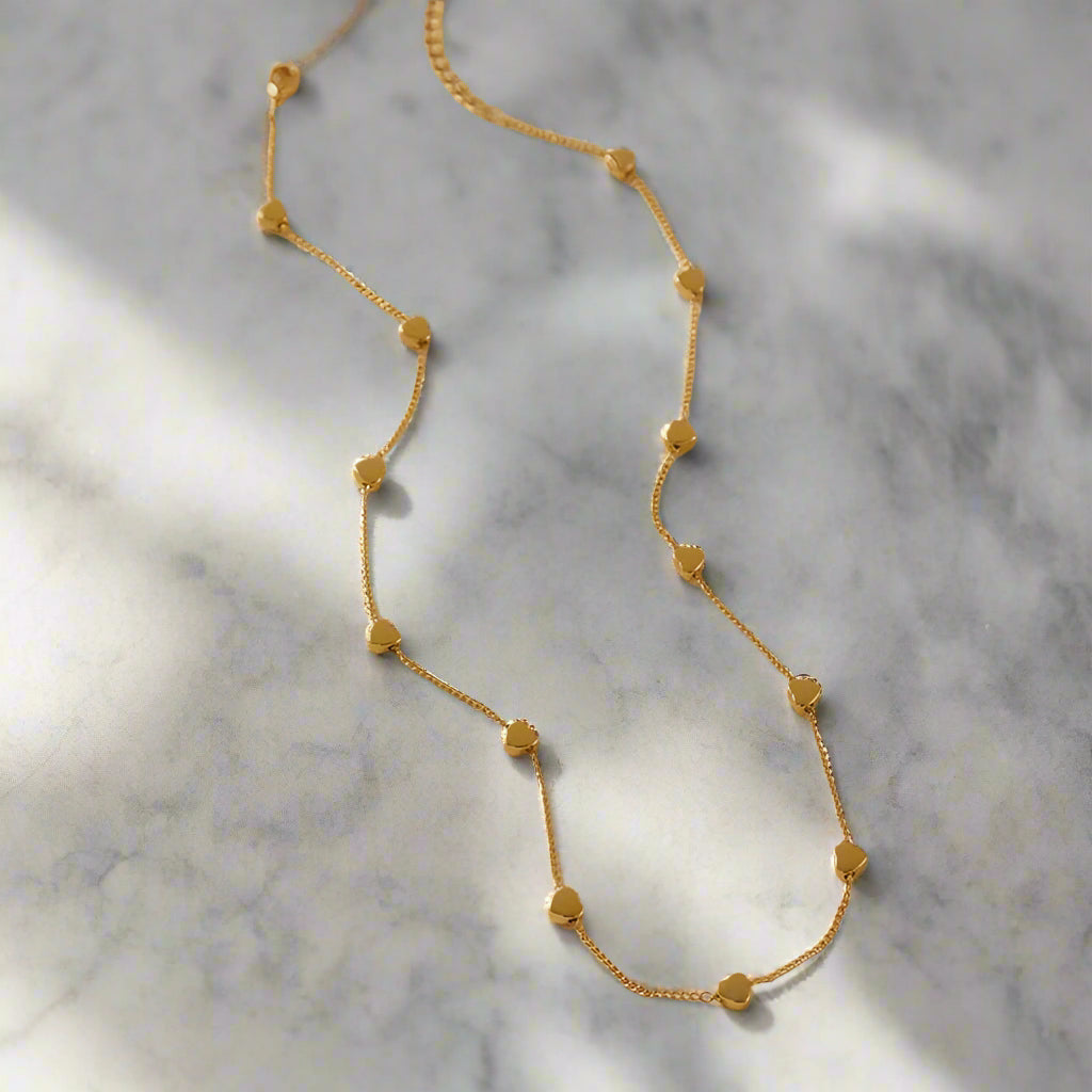 Mini Heart Charm Necklace | 18K Gold Dipped Stainless Steel