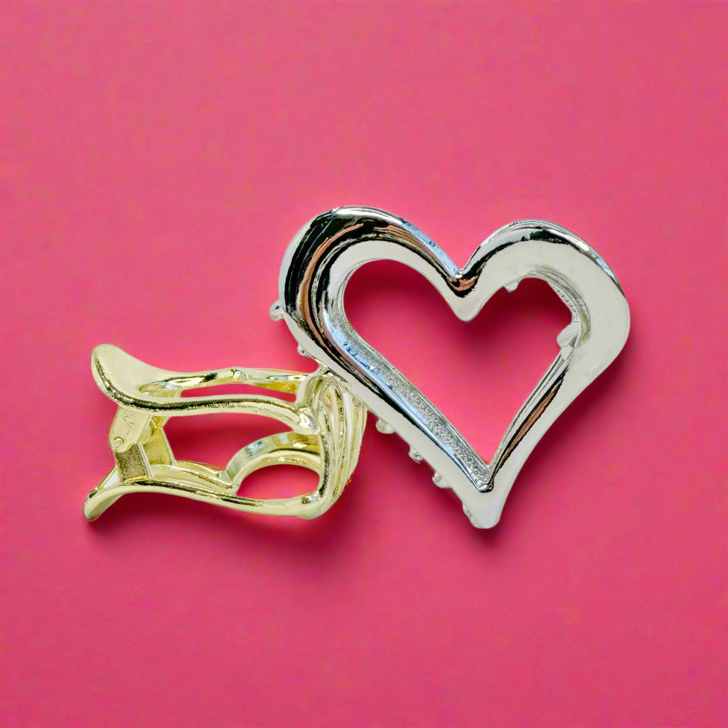 Large Heart Hair Clip - High Quality Metal, Strong hold