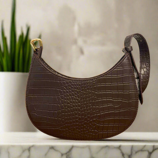 Orchid | Mocha Brown Crescent Shaped Shoulder Bag