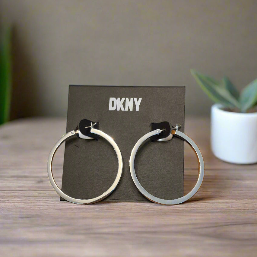 DKNY Silver Hoop Earrings (1.5'' Diameter)