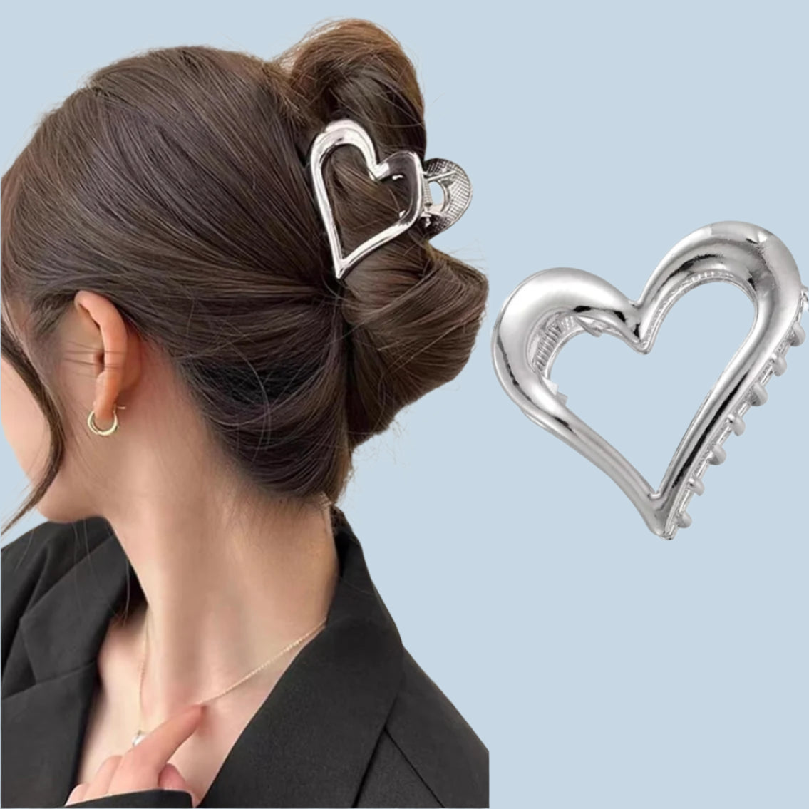Large Heart Hair Clip - High Quality Metal, Strong hold