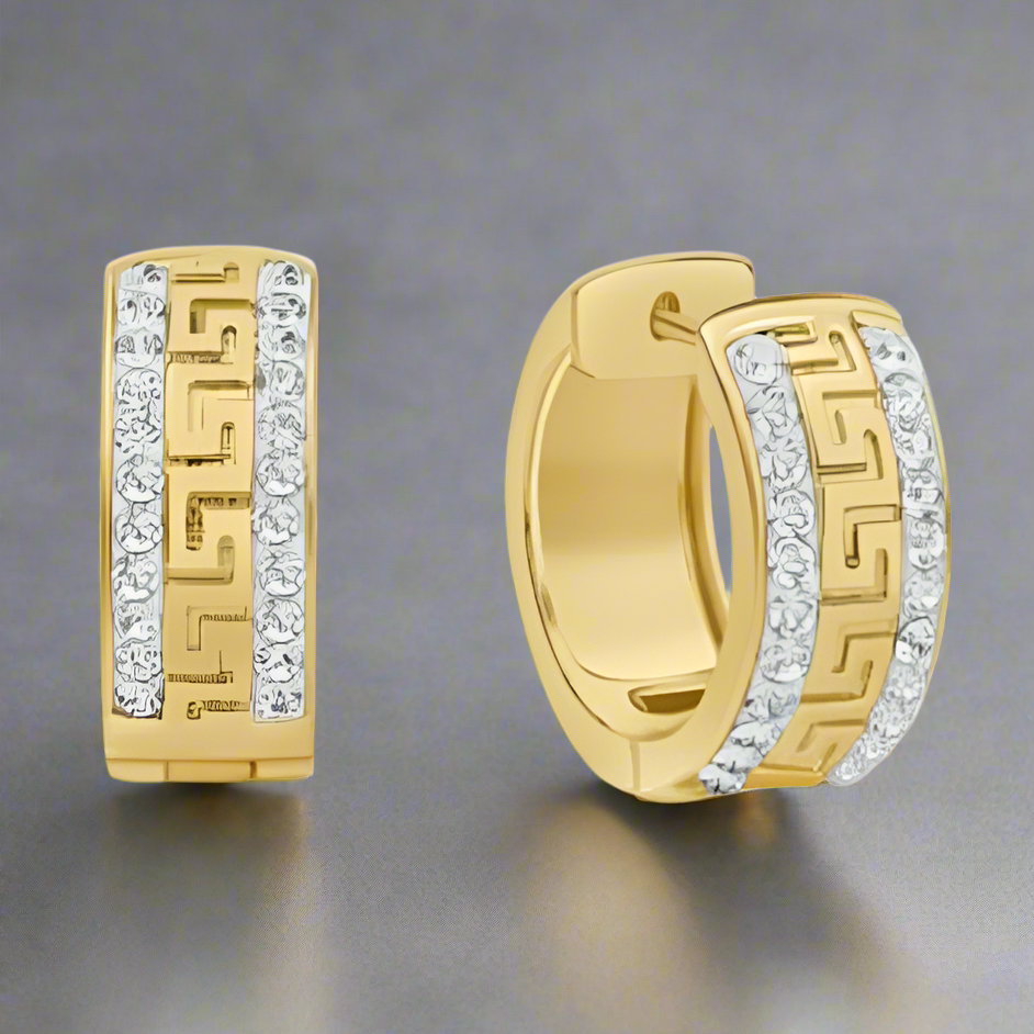 Greek Key Huggie Earrings