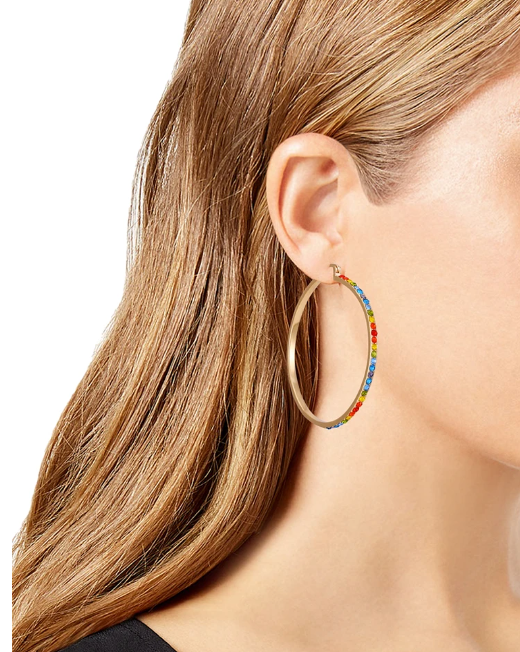 Large Rainbow Hoop Earrings