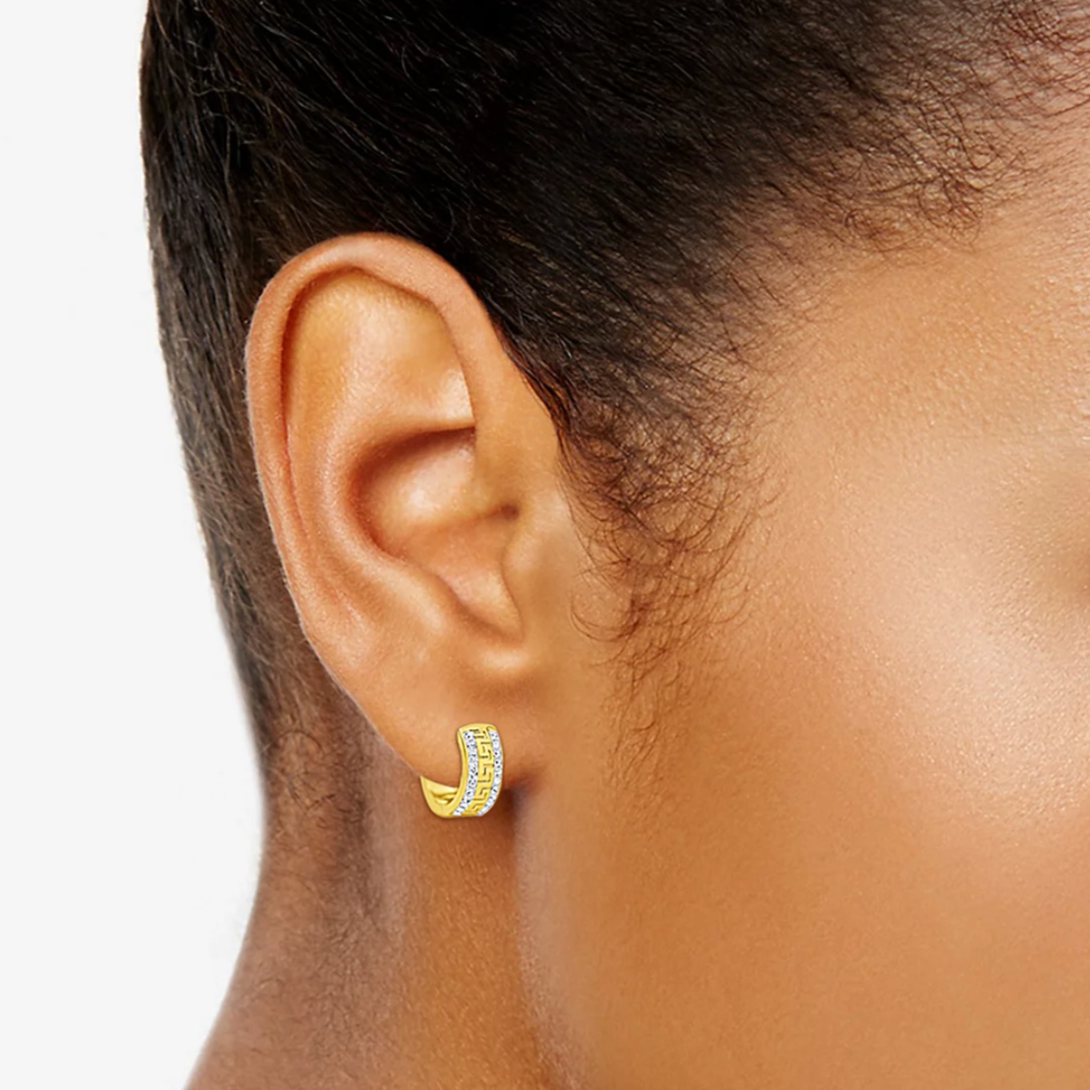 Greek Key Huggie Earrings