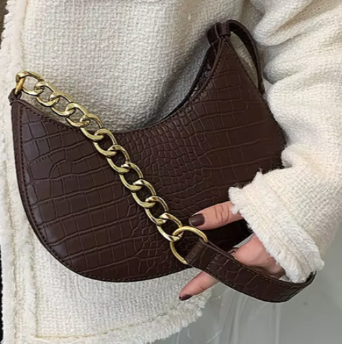 Orchid | Mocha Brown Crescent Shaped Shoulder Bag