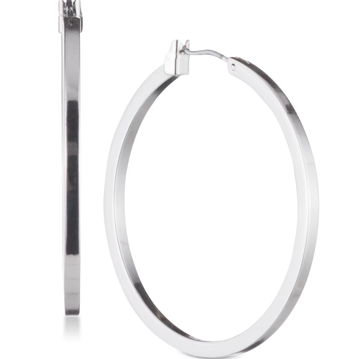 DKNY Silver Hoop Earrings (1.5'' Diameter)