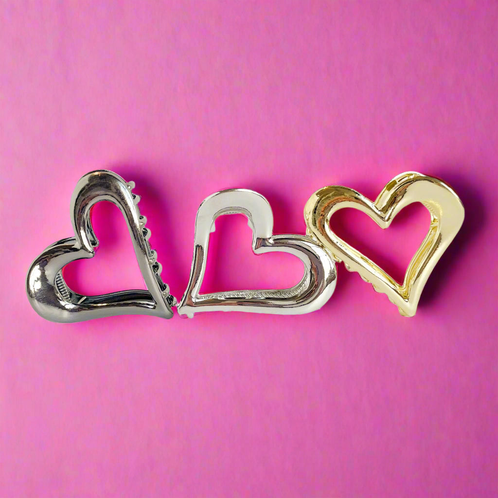 Large Heart Hair Clip - High Quality Metal, Strong hold