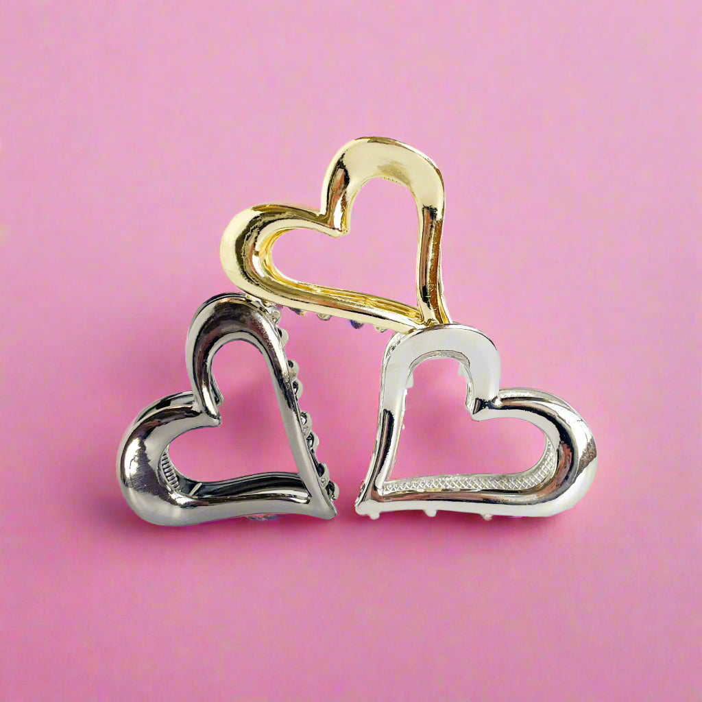 Large Heart Hair Clip - High Quality Metal, Strong hold