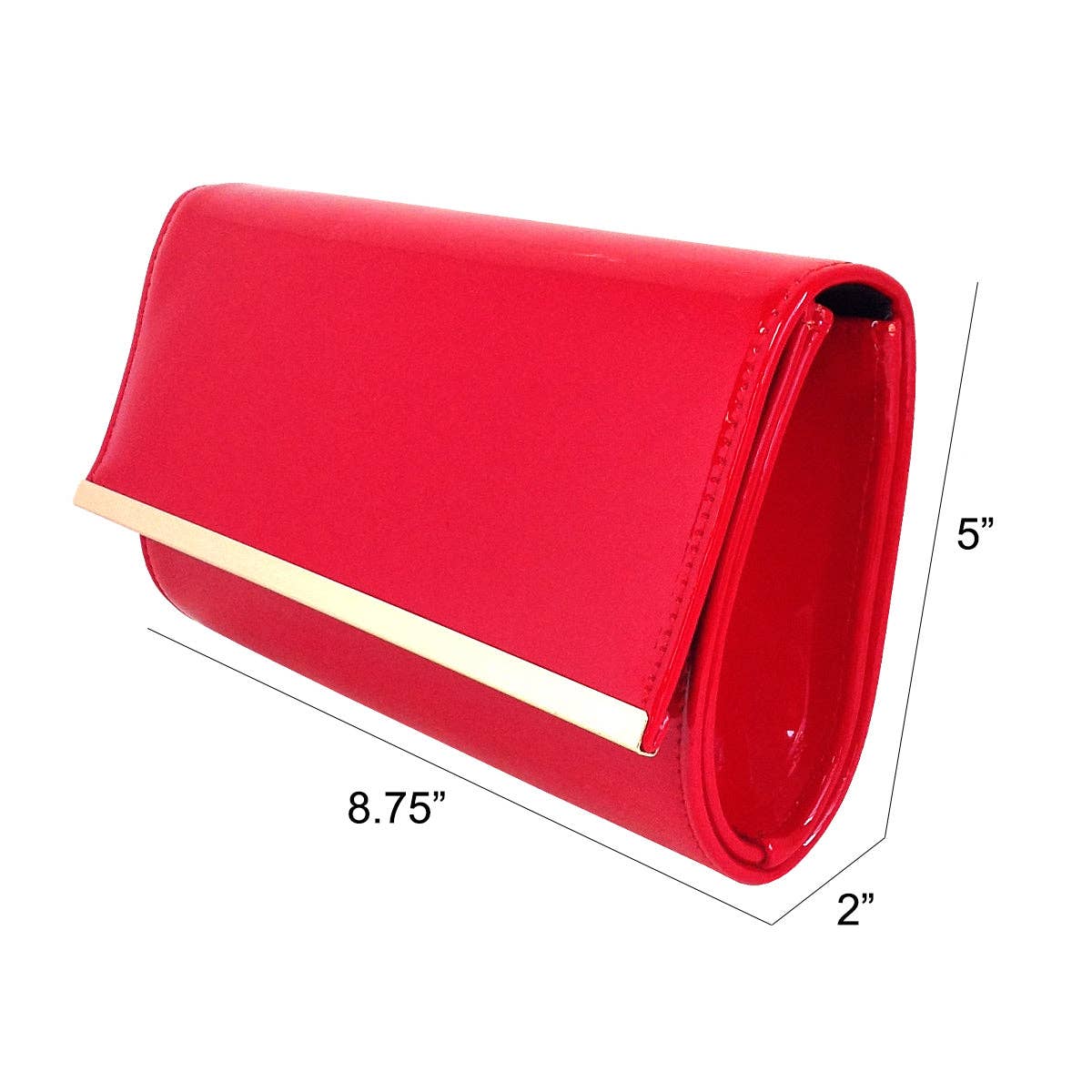 Candy | Glossy Red Clutch with Crossbody Chain