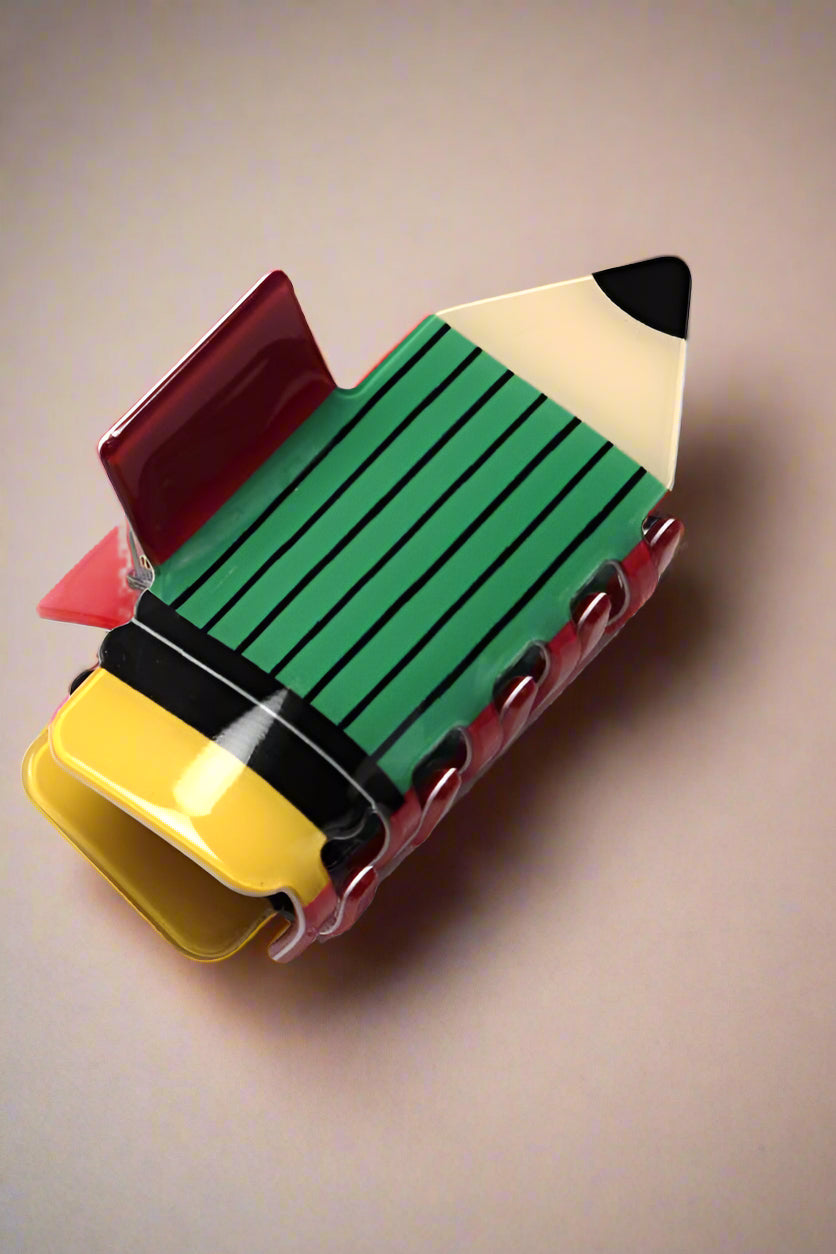 School Pencil Hair Claw Clip