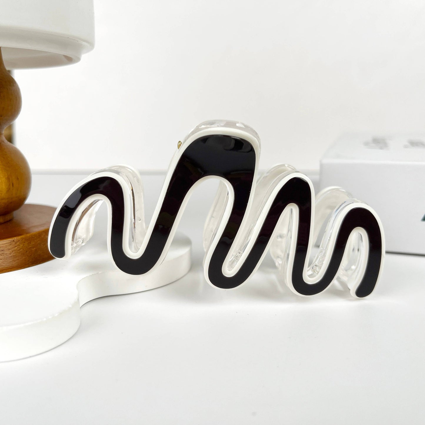 Black & White Squiggle Hair Claw