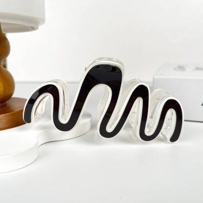 Black & White Squiggle Hair Claw