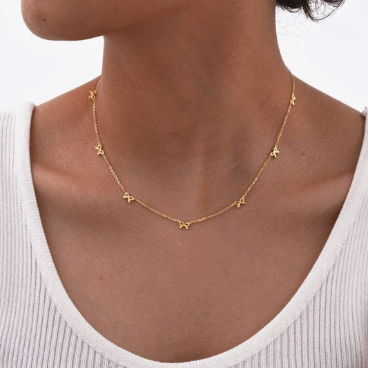 Mini Bow Charm Necklace | 18K Gold Dipped Stainless Steel