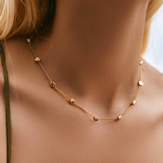 Mini Heart Charm Necklace | 18K Gold Dipped Stainless Steel