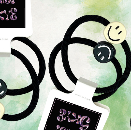 Smiley Face Hair Ties | Black & White
