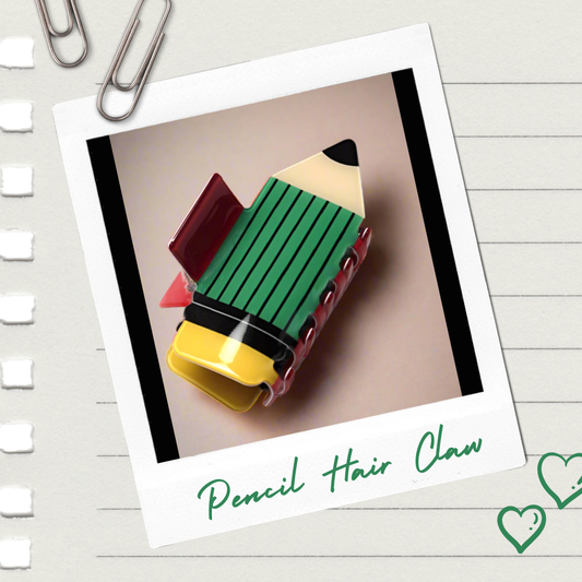 School Pencil | Large Hair Claw Clip