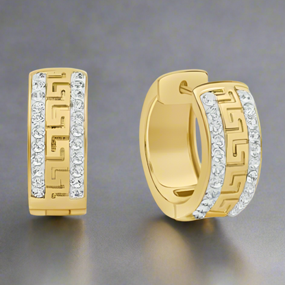 Greek Key Huggie Earrings